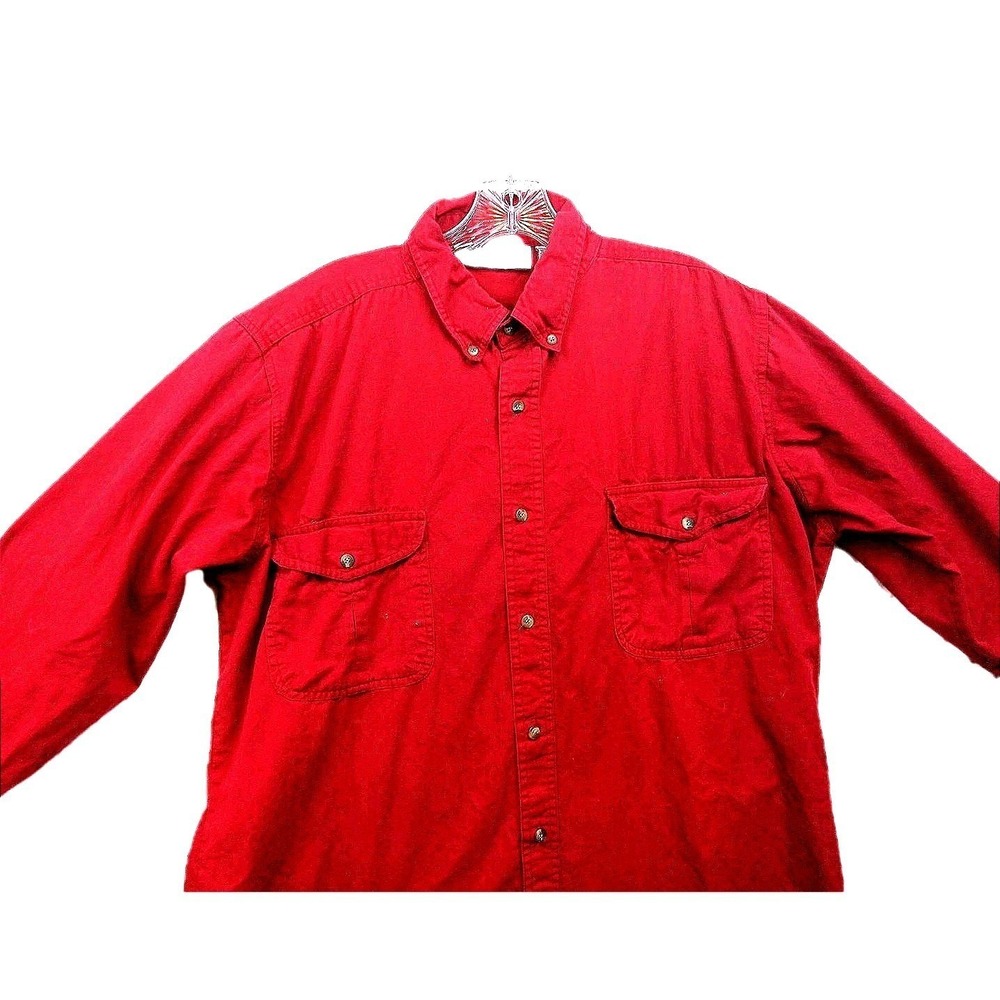Gitano Mens Red Long Sleeve Button‎ Down Shirt Cotton Flap Pockets Size LT